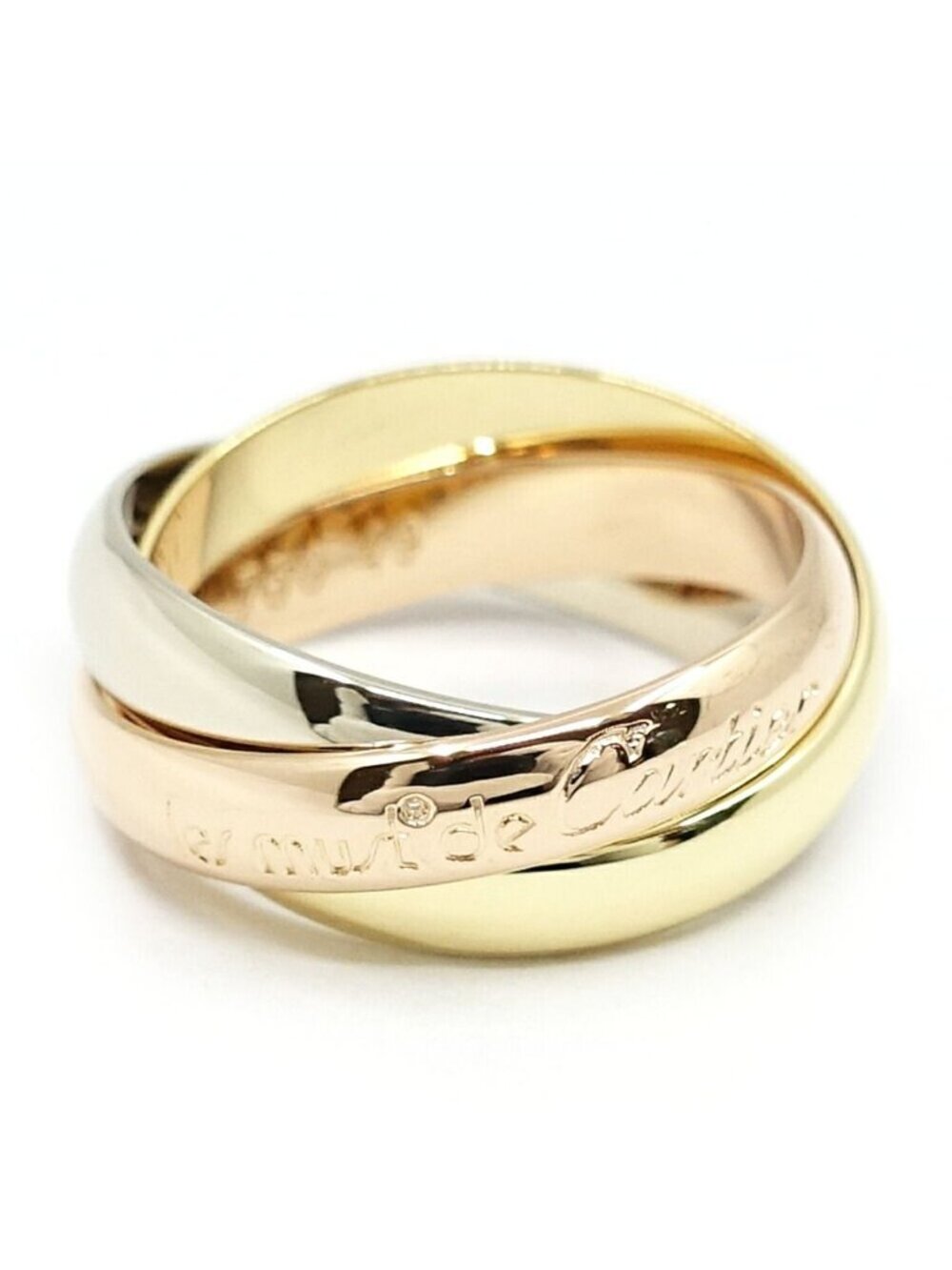 Cartier 18k Yellow Gold WG PG Trinity Ring Triple Strand Bullion